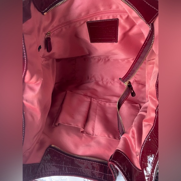 Coach Deep Red Patent Leather Shoulder Bag - Picture 2 of 5